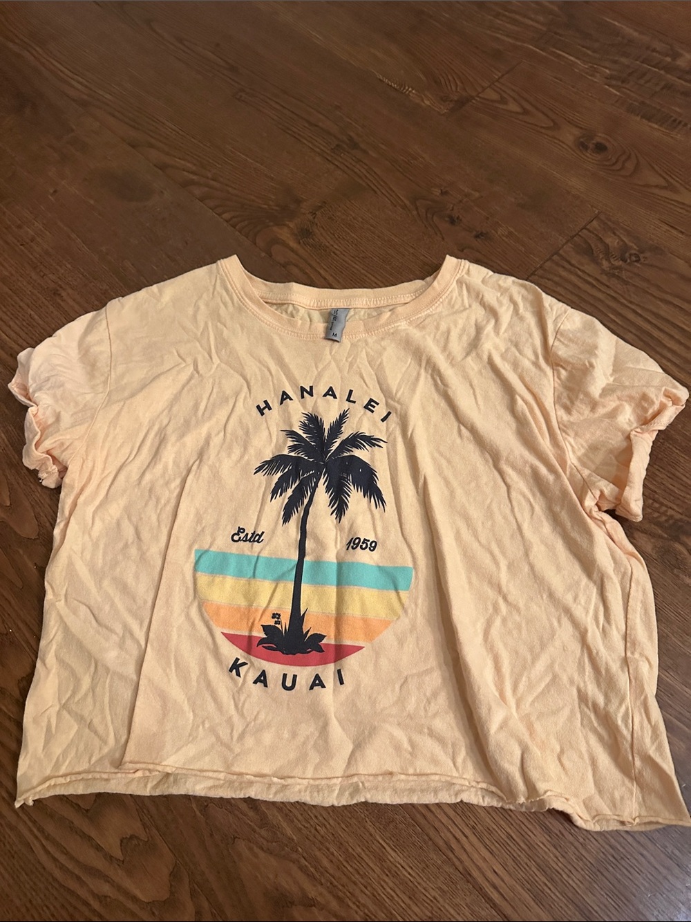 Hanalei Kauai Palm Graphic Tee - Peach